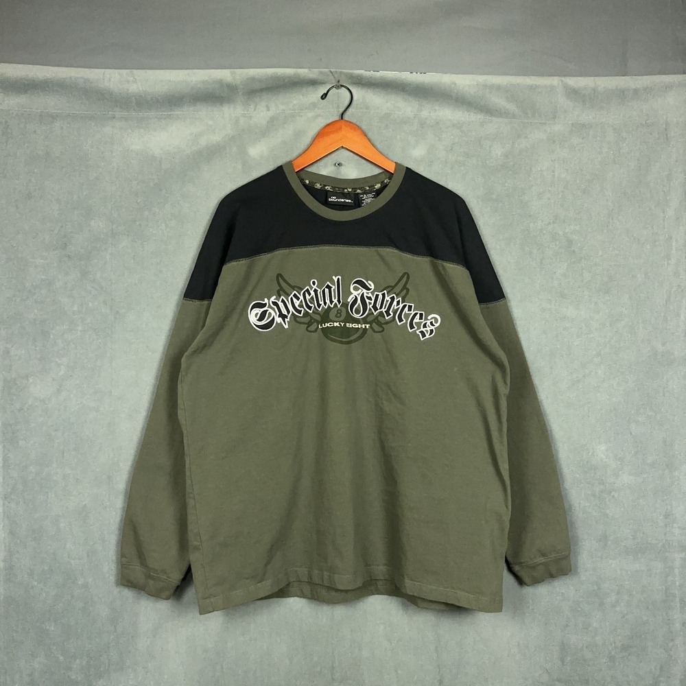 Vintage Y2K No Boundaries Long Sleeve t shirt Mens XL Special Forces Lucky 8